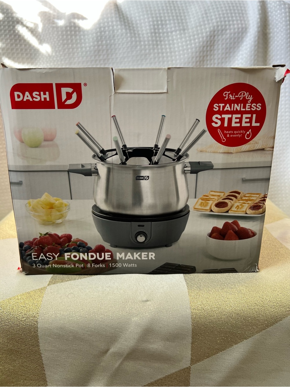 Ash Stainless Steel Fondue Set with Black Base